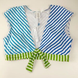 Bleu Rod Beattie Bikini Top Womens Size 14 Blue Green Striped NWT